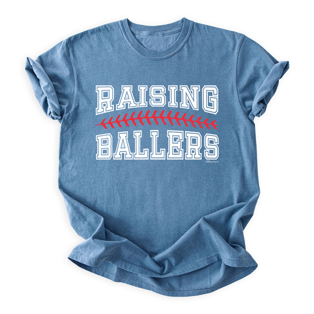 BoyMom Raising Ballers Varsity Heavyweight Tee