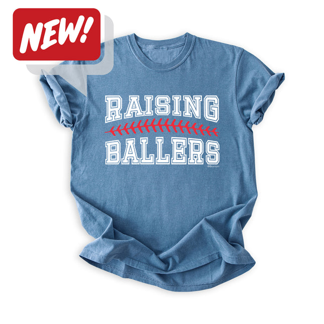 BoyMom Raising Ballers Varsity Heavyweight Tee