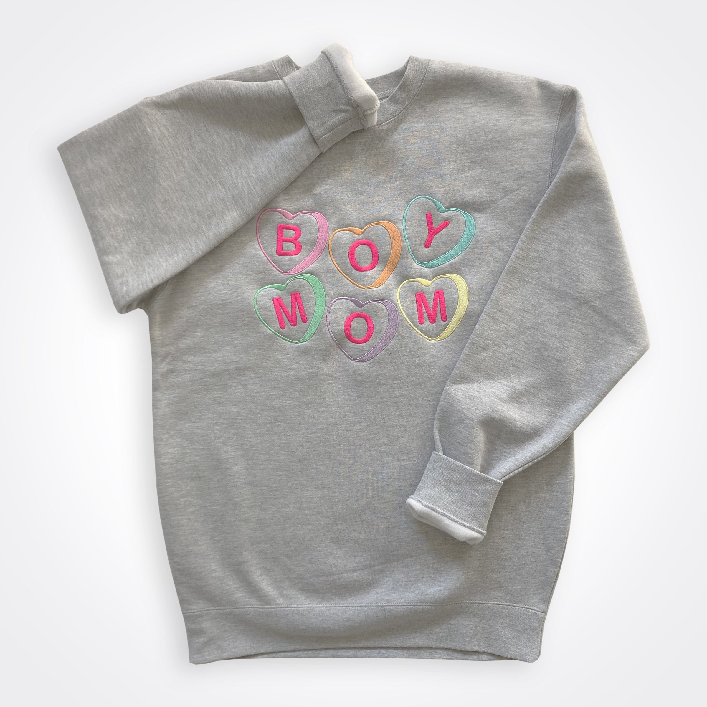 Boymom® Love Love & Love Embroidered Heavyweight Crew Sweatshirt