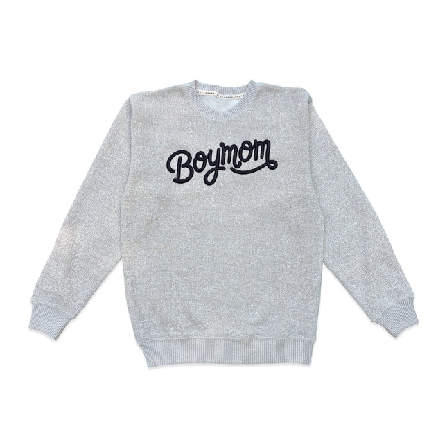 Boy Mom® Puff Embroidered Crewneck Sweatshirt in Textured Latte