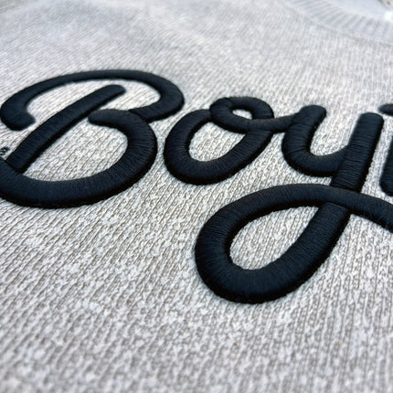 Boy Mom® Puff Embroidered Crewneck Sweatshirt in Textured Latte