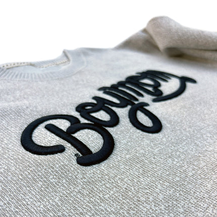 Boy Mom® Puff Embroidered Crewneck Sweatshirt in Textured Latte