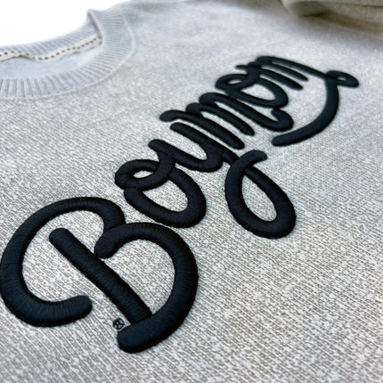 Boy Mom® Puff Embroidered Crewneck Sweatshirt in Textured Latte