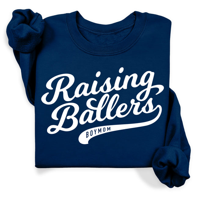 BoyMom Raising Ballers Script Sweatshirt