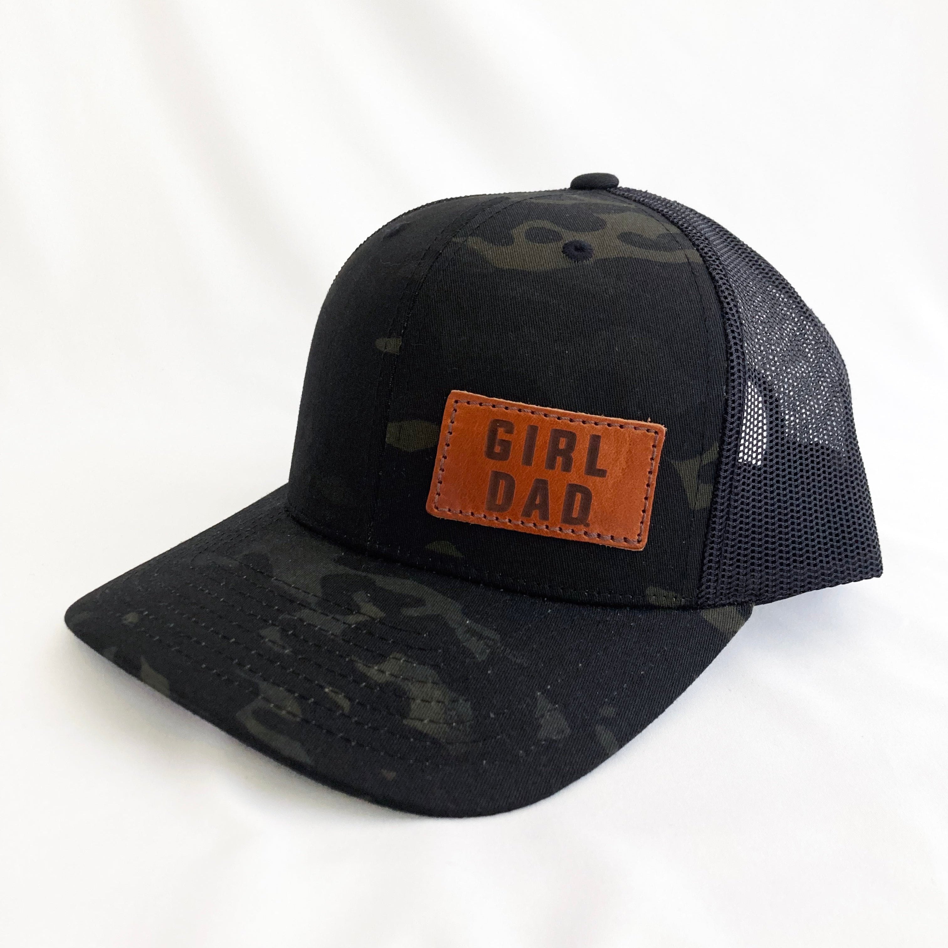 Girldad® Offset Camouflage Leather Patch Trucker Hat