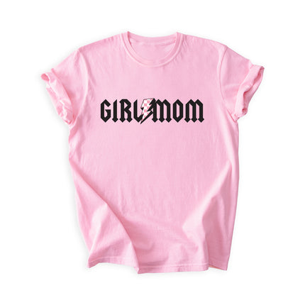 GirlMom Pink Checkered Bolt Tee