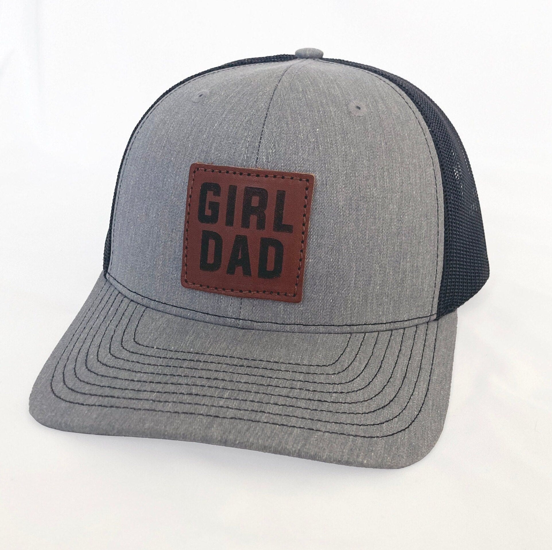 Girldad® Leather Patch Trucker Hat Heather Grey/Black