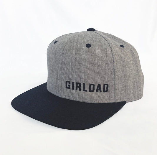 Girldad® Embroidered Trucker Hat, Heather Grey & Black with Black Offset Logo