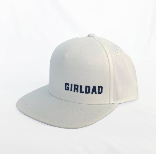 Girldad® Embroidered Trucker Hat White with Black Offset Logo