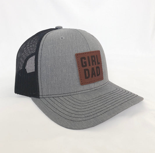 Girldad® Leather Patch Trucker Hat Heather Grey/Black