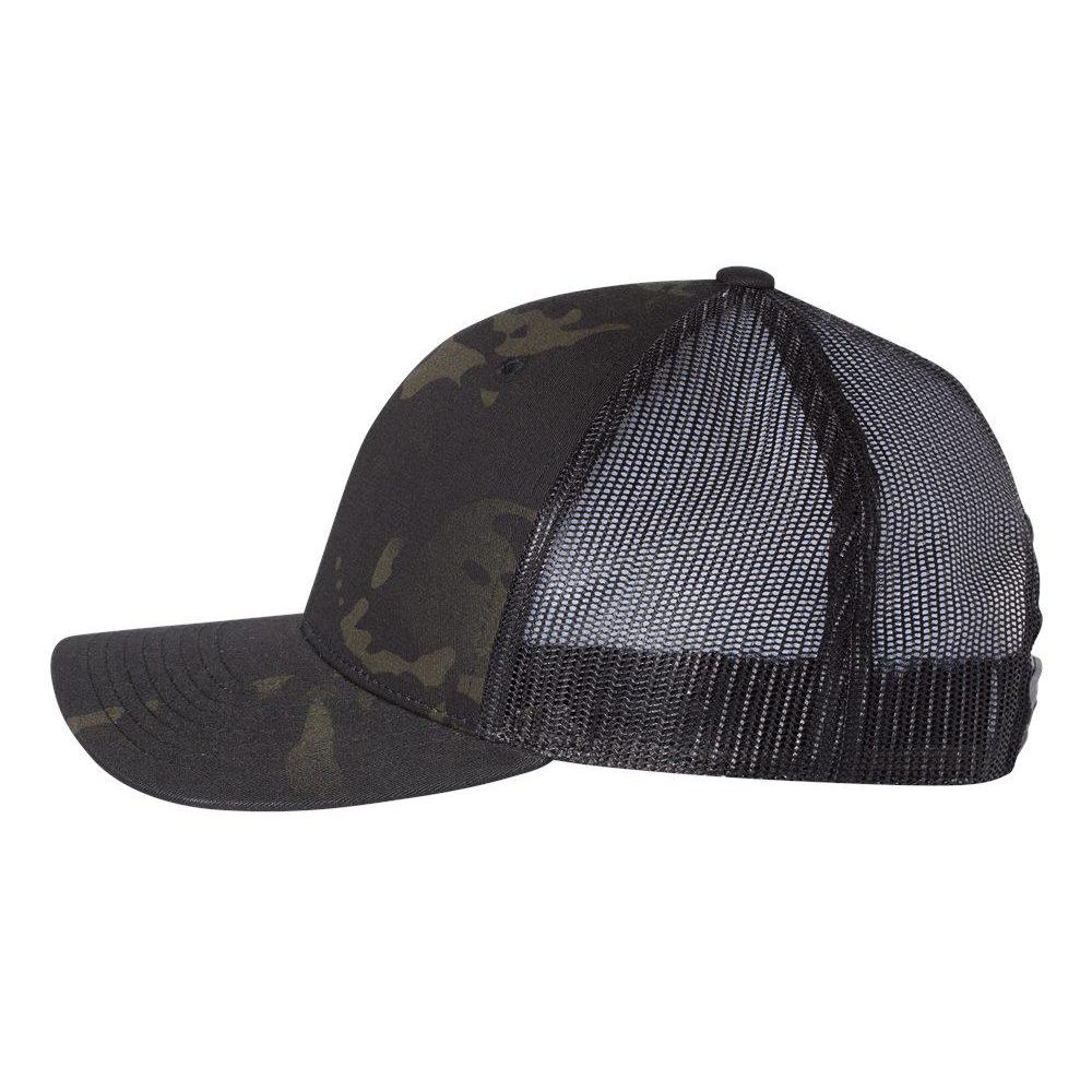 Girldad® Flag Teak Leather Patch on Black Camo Trucker Hat