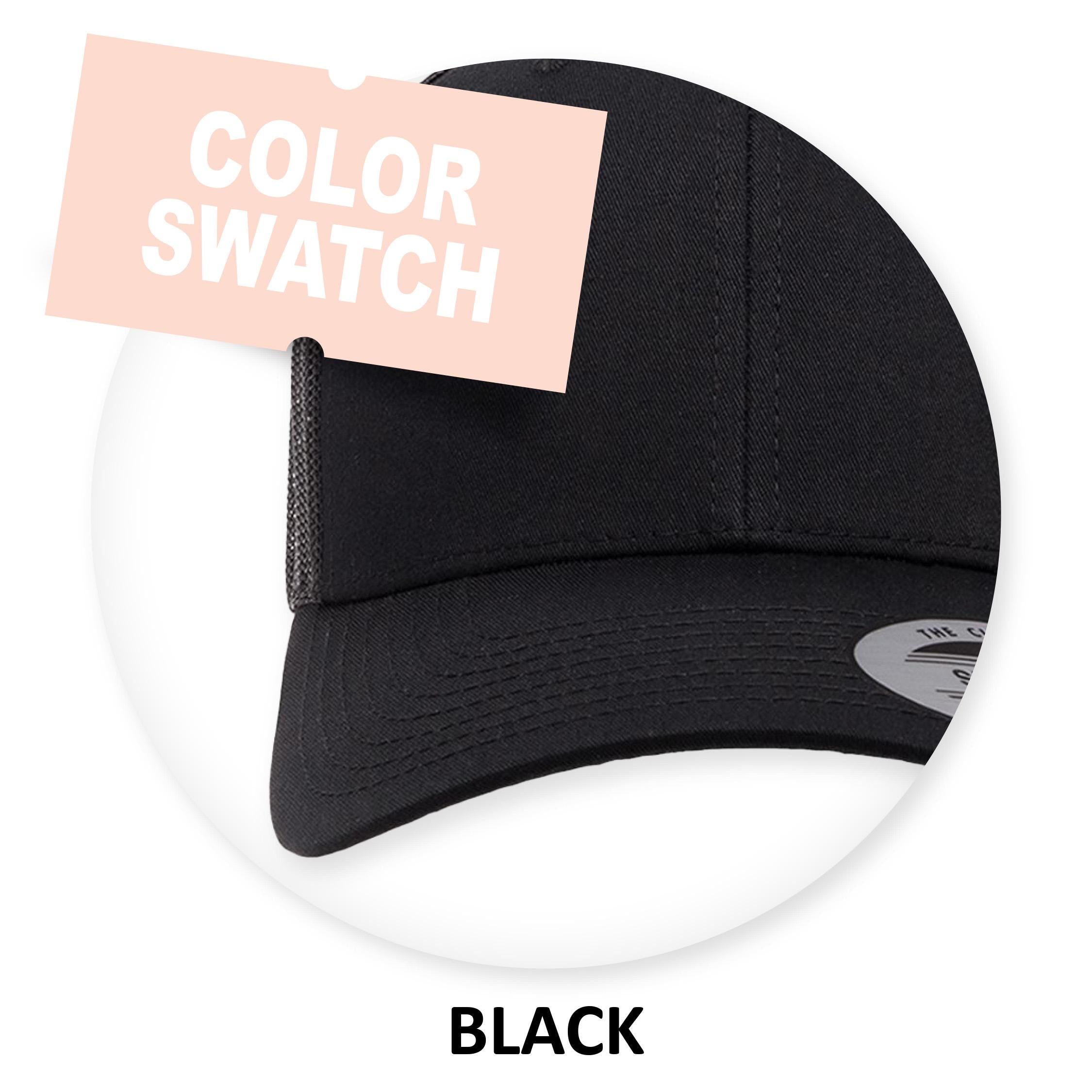 Girldad® Black/Black with Rectangle Leather Patch Trucker Hat