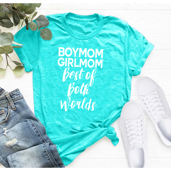 Boymom/Girlmom Best of Both Soft Teal Tee