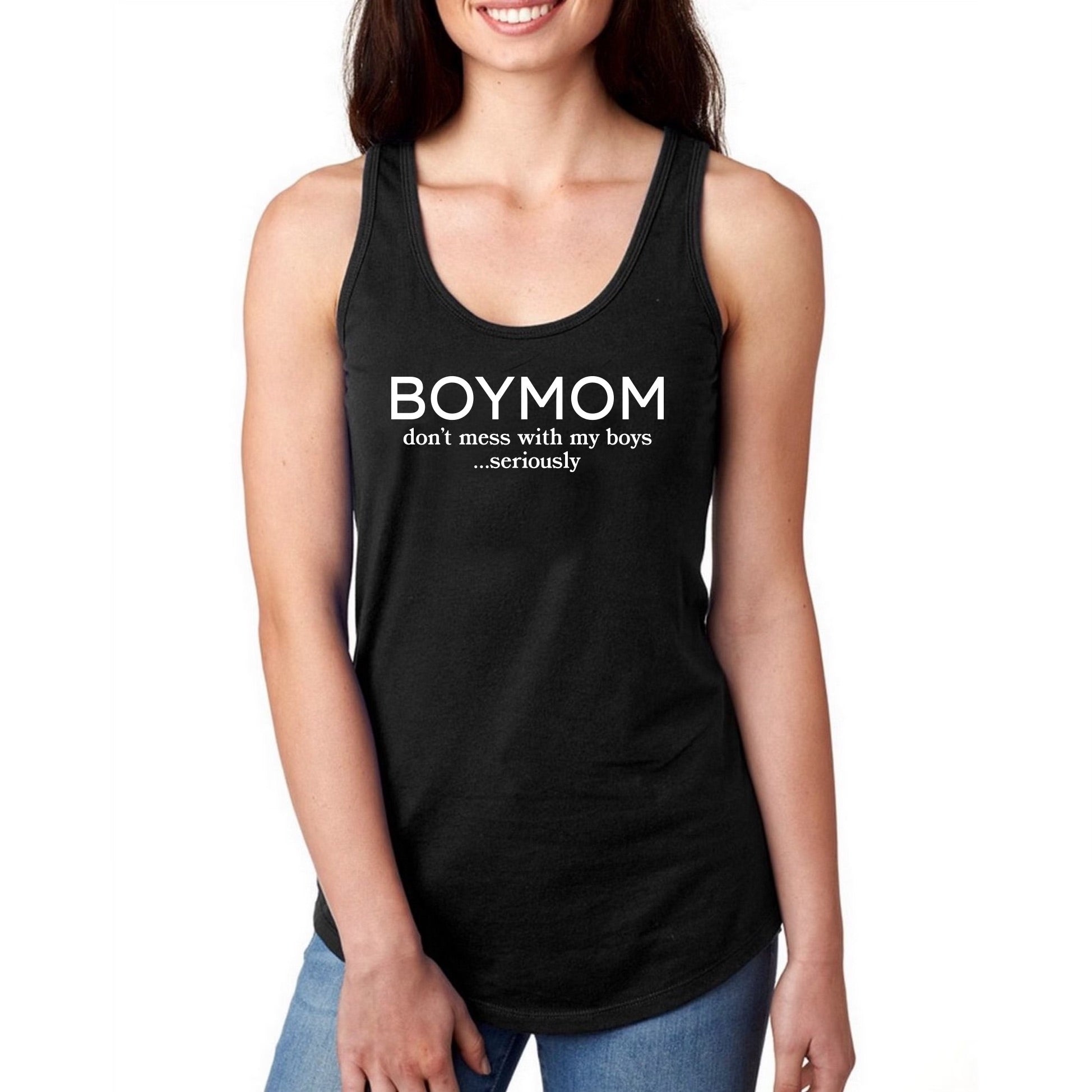 BM Don't Mess w/ My Boys Black Racerback Tank