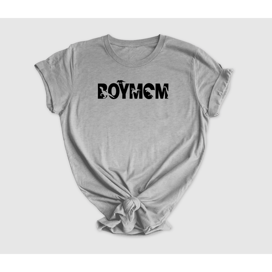 Dino Boymom Heather Grey Tee