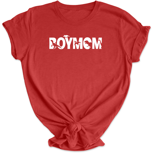 Dino Boymom Heather Red Tee