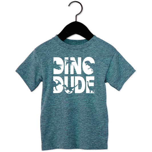 Dino Dude Toddler Teal Blue Tee