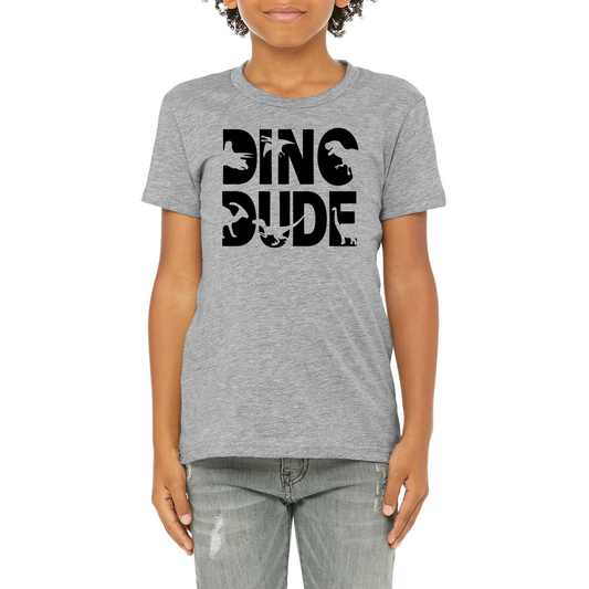 Dino Dude Youth Heather Grey Tee