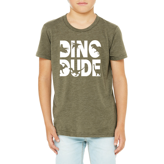 Dino Dude Olive Youth Tee