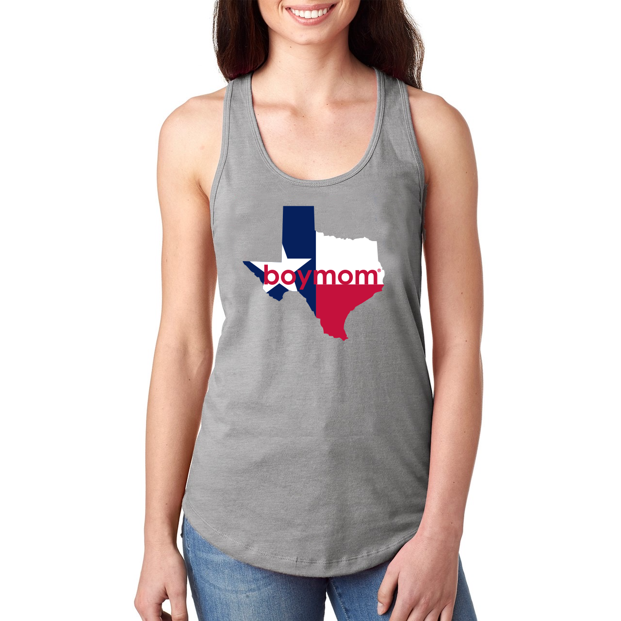 Texas Boymom Grey Racerback Tank