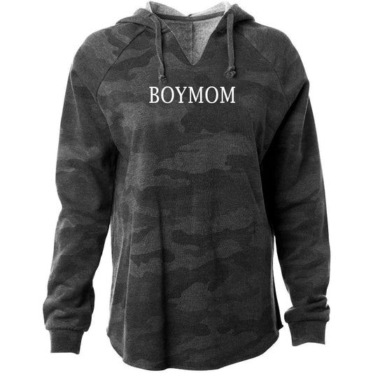 BM Collegiate Black Camo Hooded Pullover - Women's Cut