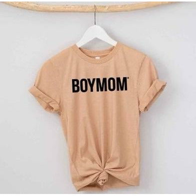 Heather Peach Boymom with Black Tee