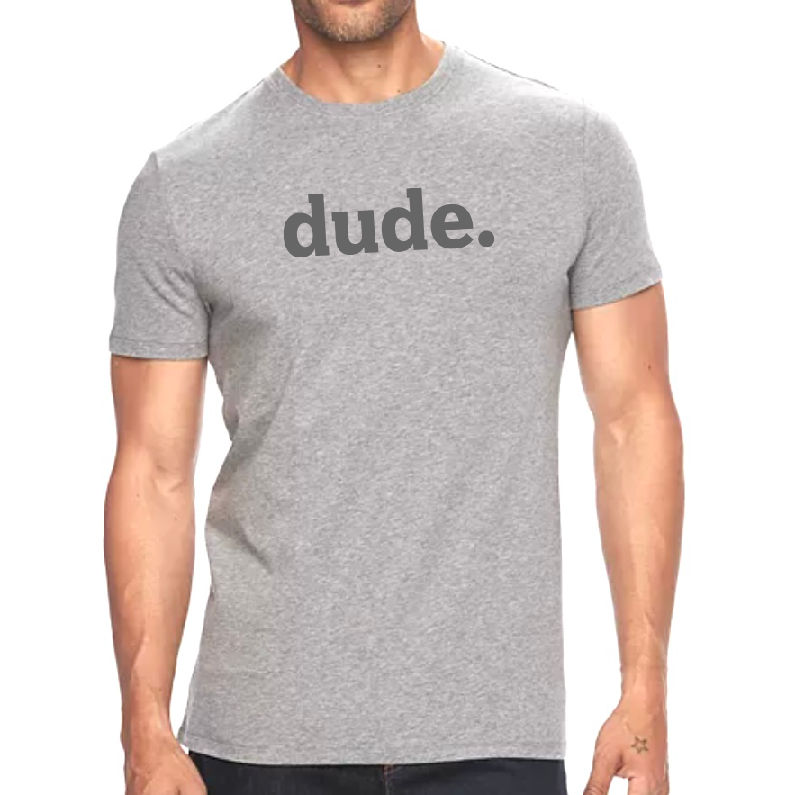 Adult dude. Gray Tee