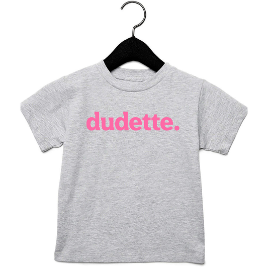 Toddler dudette. Pink on Grey Tee