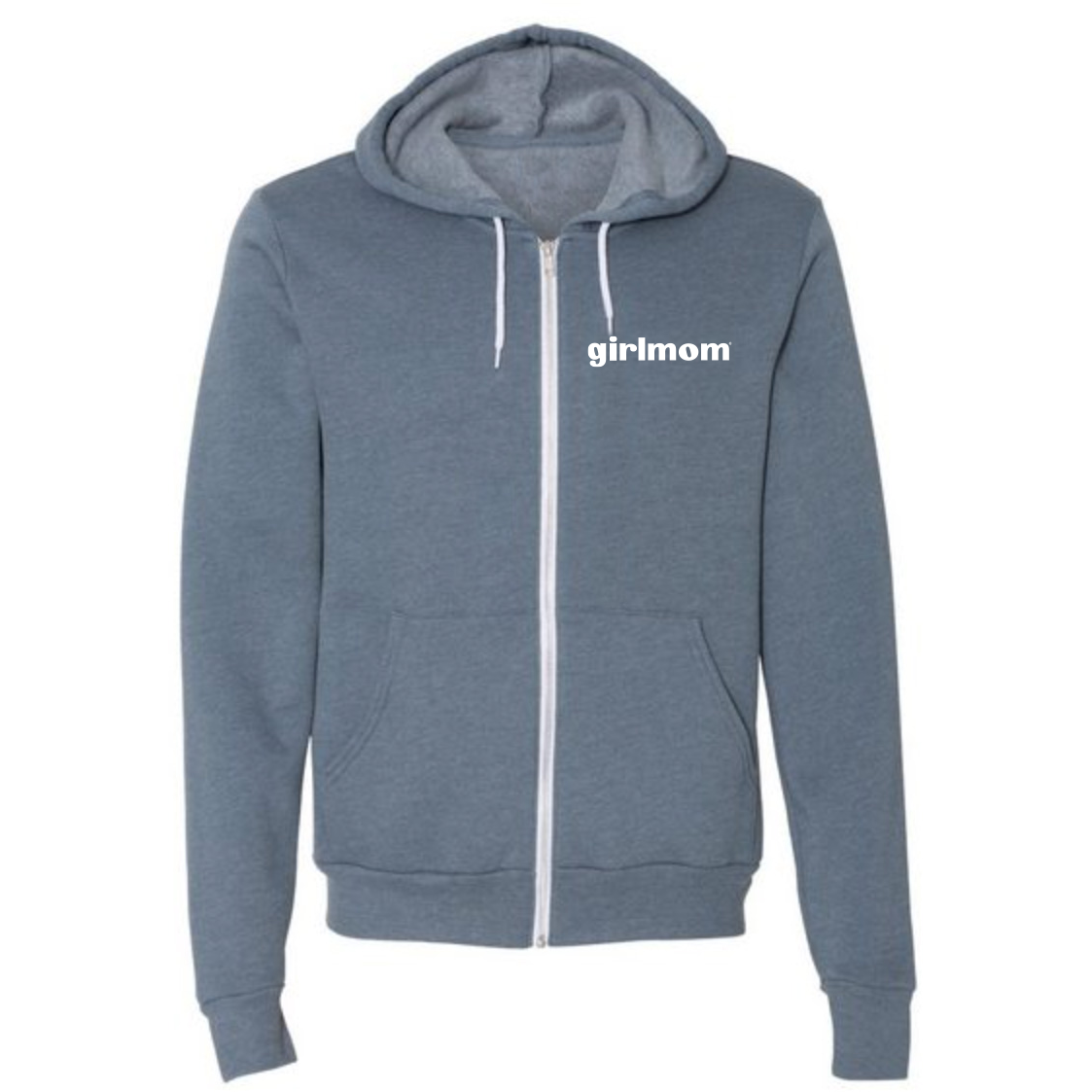 Girlmom Full-Zip Hooded Sponge Fleece - Slate Blue