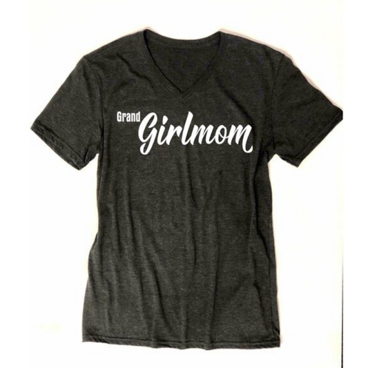 Grand Girlmom Script Vneck Tee