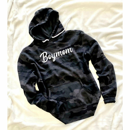 Boymom Fleece Hoodie Black Camo