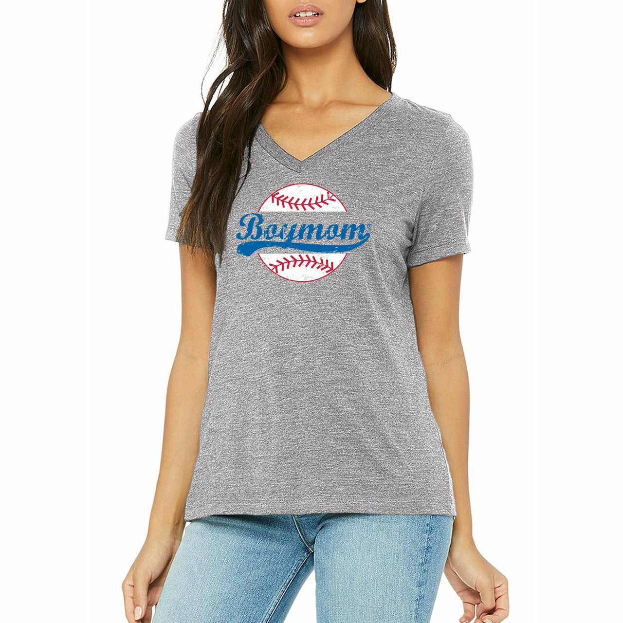 Vintage Royal Baseball - Grey V-Neck Tee