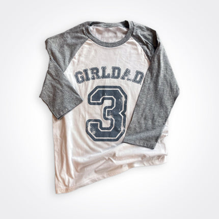Girldad® 3 Baseball Tee Grey/White