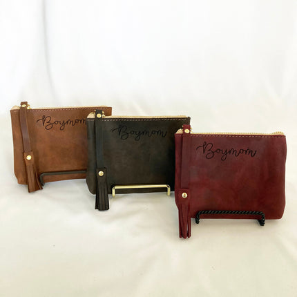 BoyMom Leather Pouch Script Small