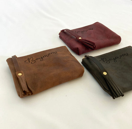 Boymom® Leather Pouch Script Small