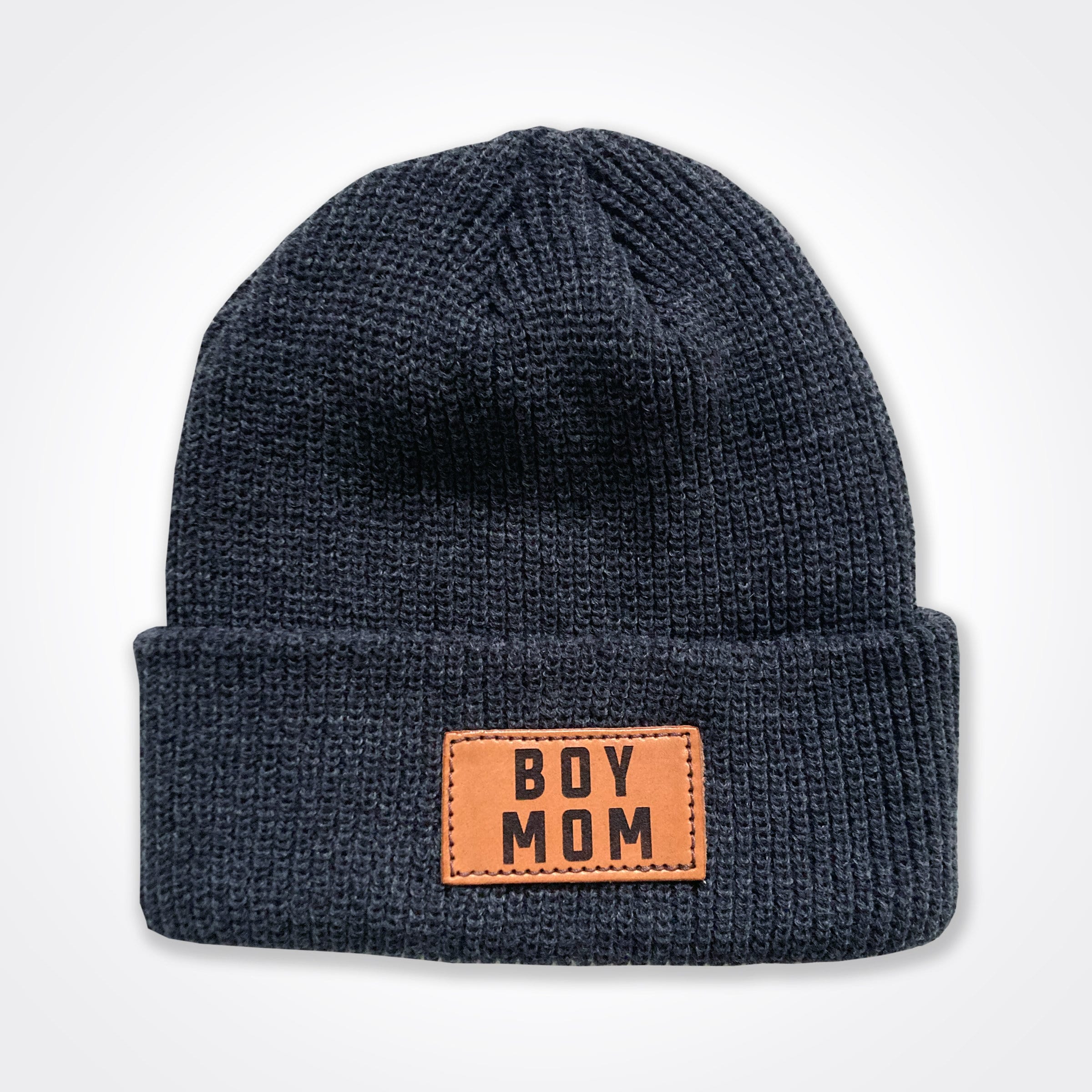 Boymom® Leather Patch Classic Beanie In Light Grey, Black, Grey