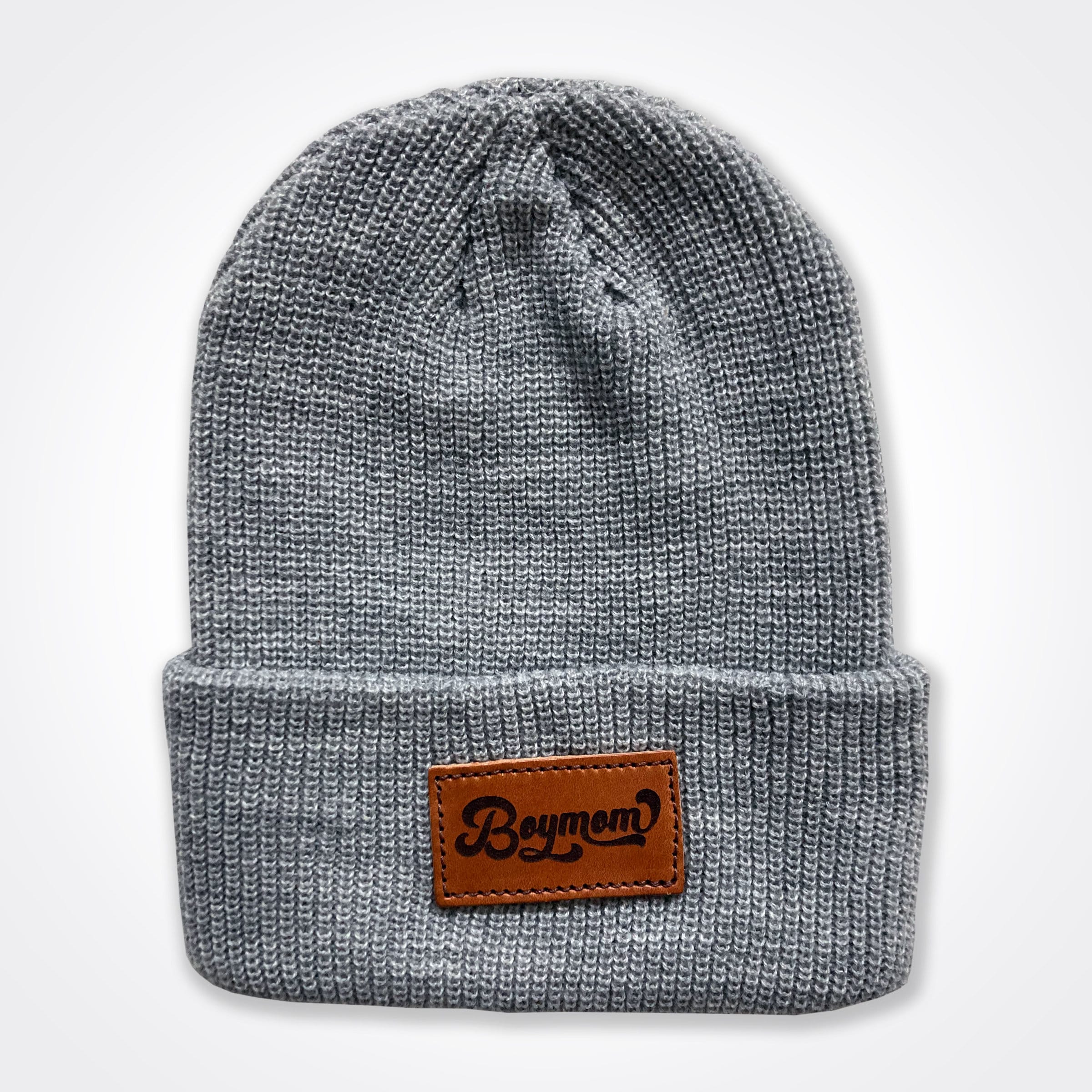 Boymom® Leather Patch Classic Beanie In Light Grey, Black, Grey