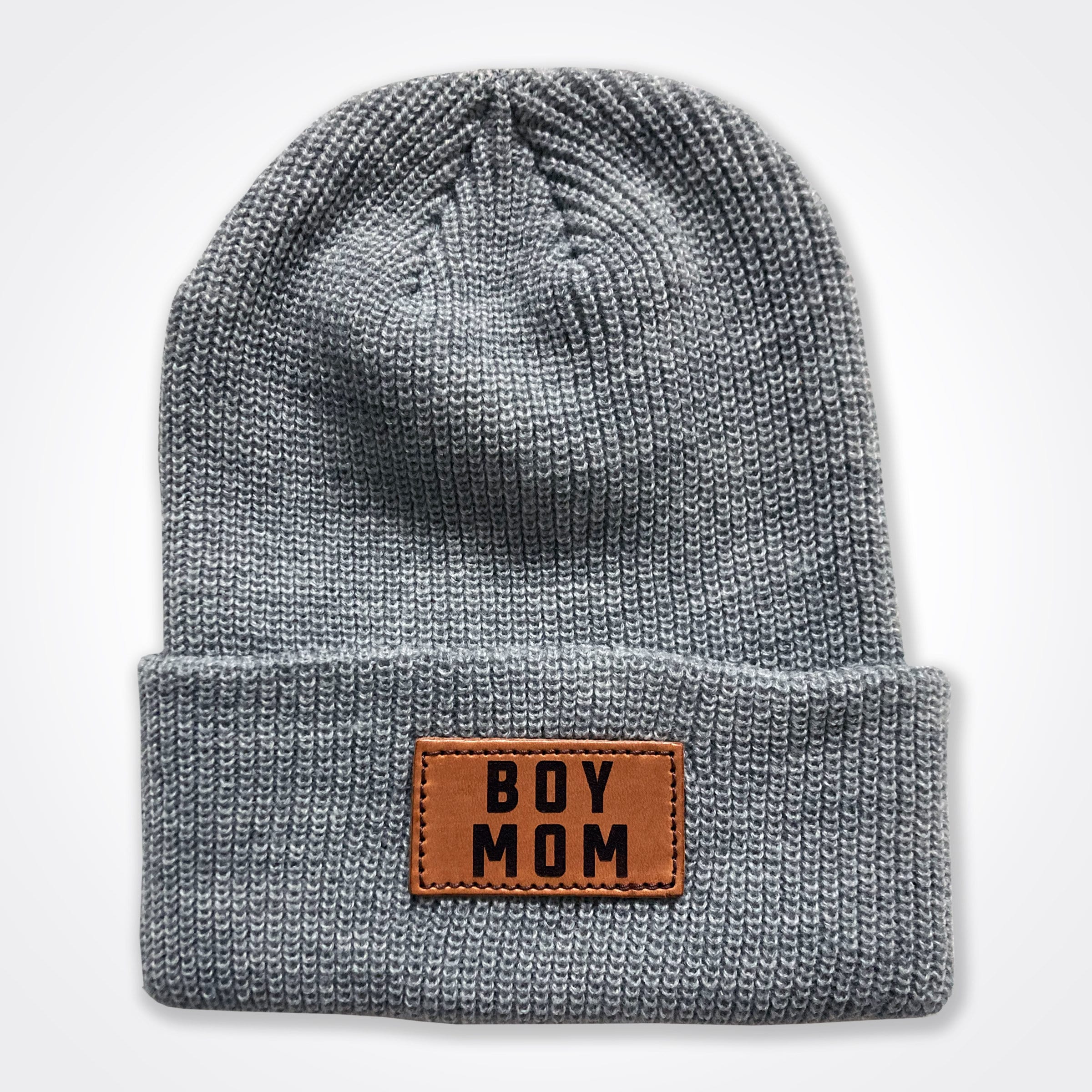 Boymom® Leather Patch Classic Beanie In Light Grey, Black, Grey