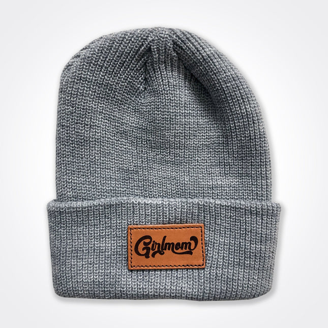 GirlMom Leather Patch Beanie