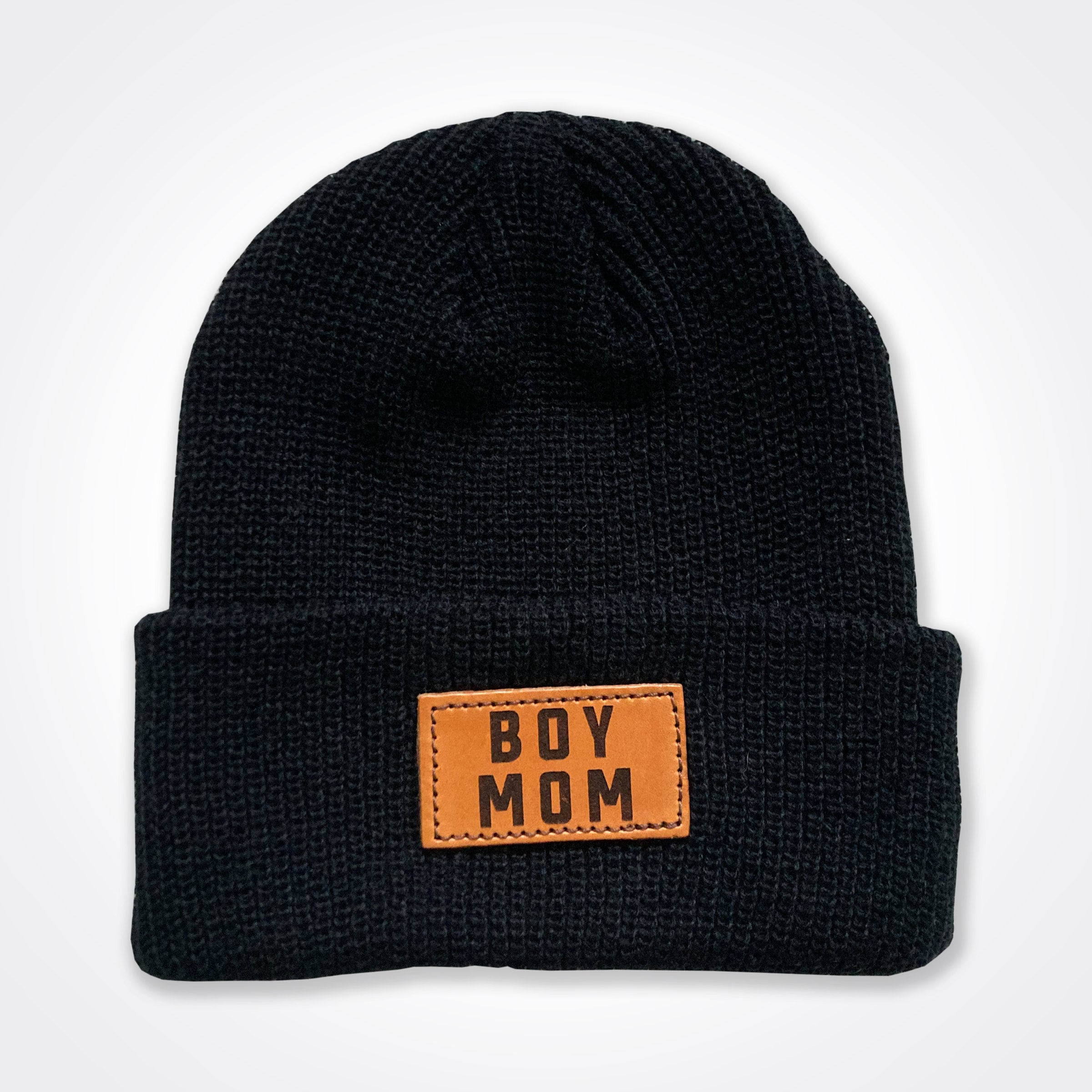 Boymom® Leather Patch Classic Beanie In Light Grey, Black, Grey