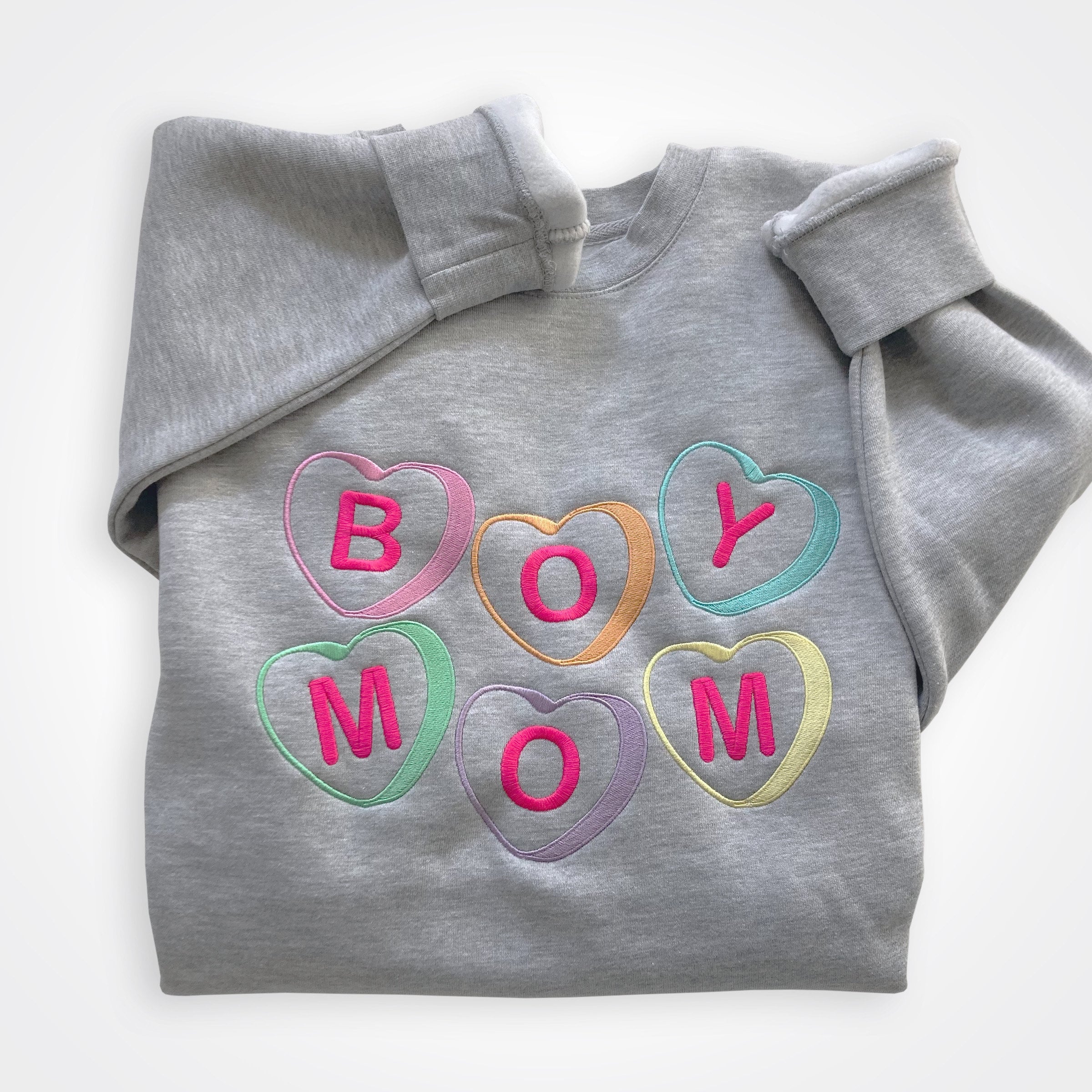 Boymom® Love Love & Love Embroidered Heavyweight Crew Sweatshirt