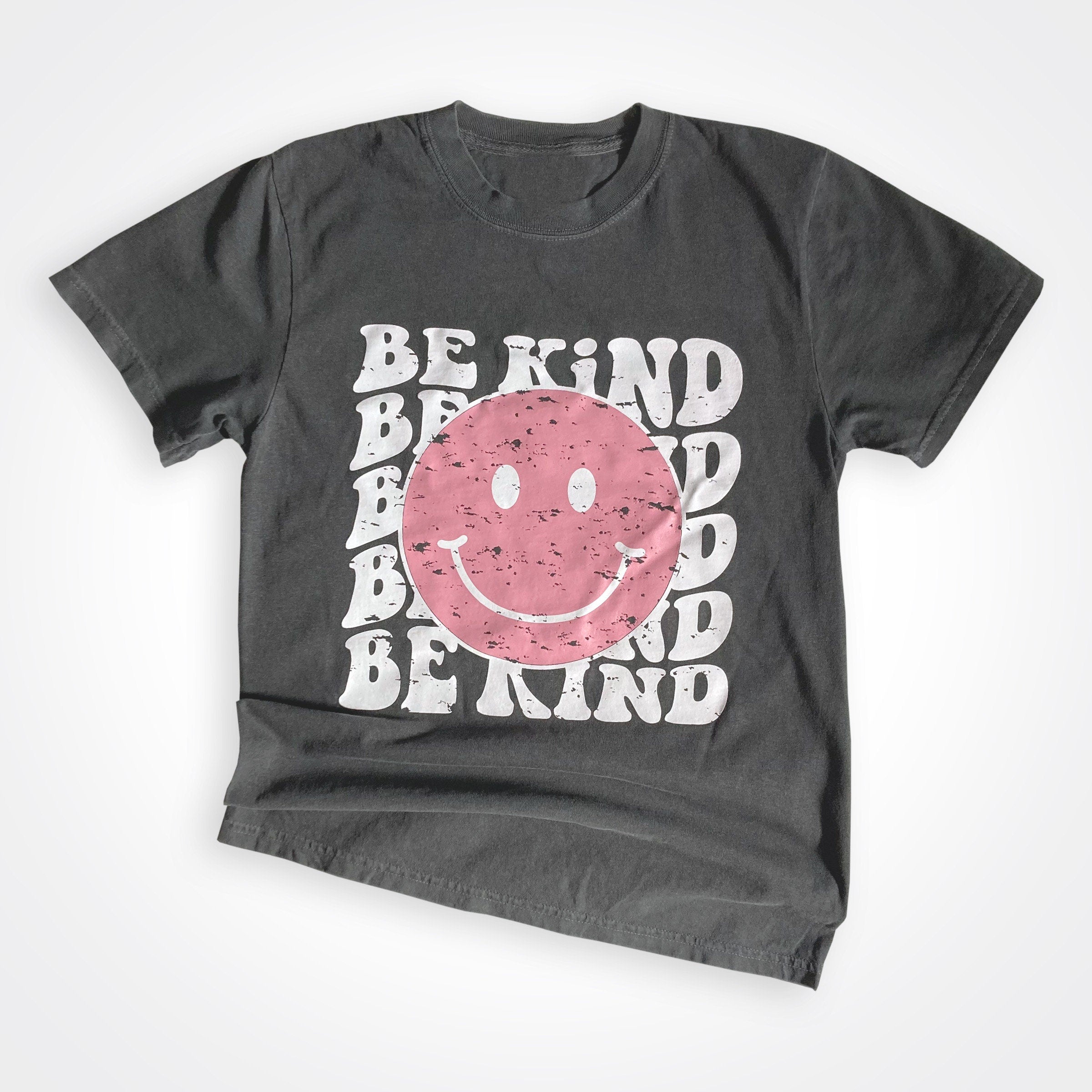 Be Kind Happy Face Garment Dyed Tee in Chalky Mint & Pepper