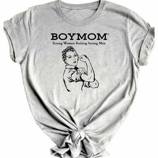 Boymom Strong Women Grey Tee